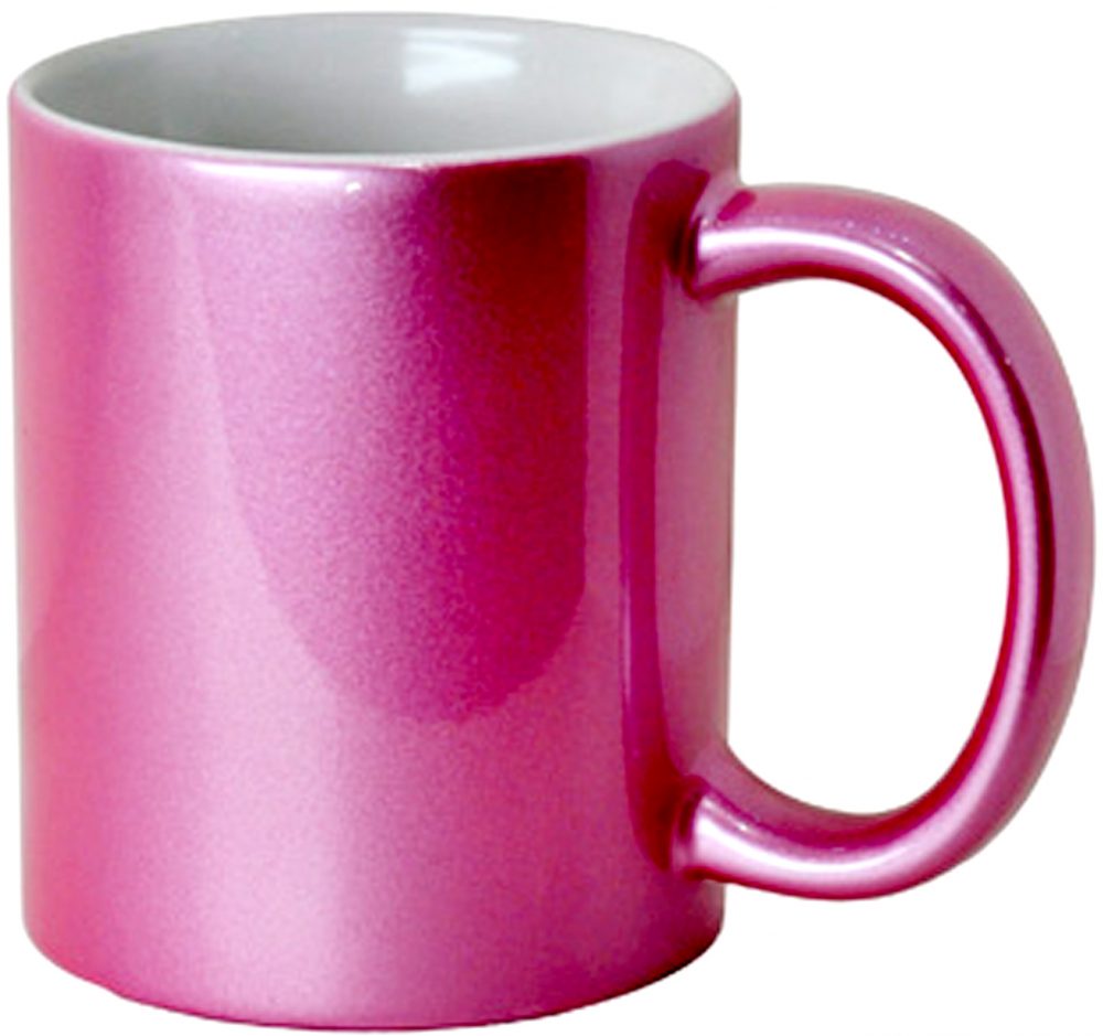 Print on a pink metal cup