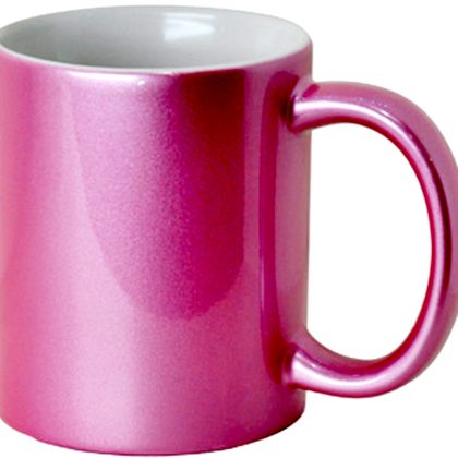 Print on a pink metal cup