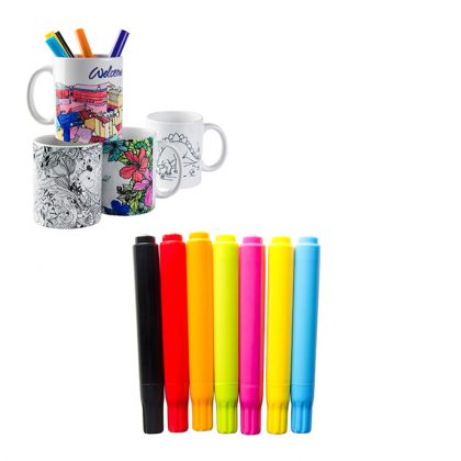 Markers for painting on a printed mug