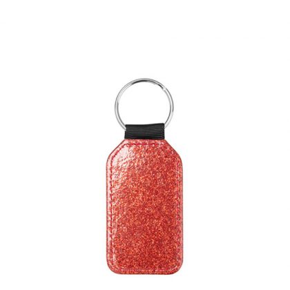 KEY-RING - Leather (GLITTER) BARREL red