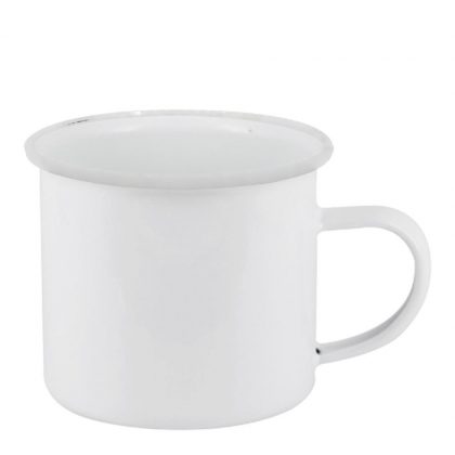 ENAMEL MUG 18oz WHITE + WHITE rim