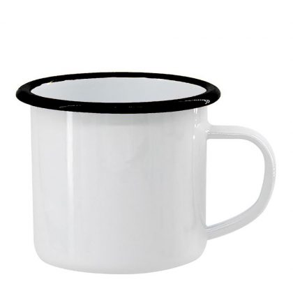 ENAMEL MUG 18oz WHITE + BLACK rim