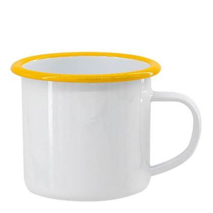 ENAMEL MUG 18oz WHITE + YELLOW rim