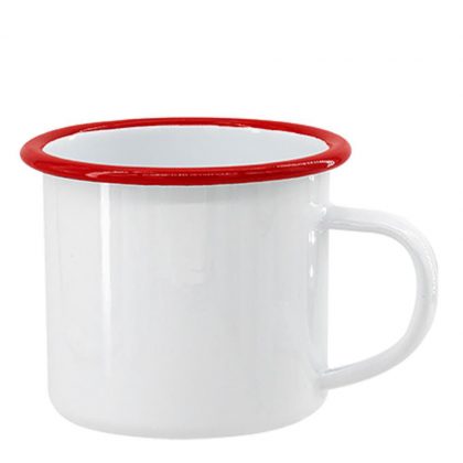 ENAMEL MUG 18oz WHITE + RED rim