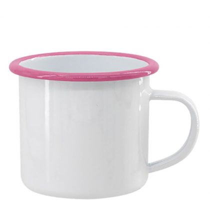 ENAMEL MUG 18oz WHITE + PINK rim