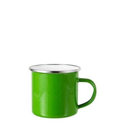 Enamel Mug  6oz. GREEN with Silver Rim