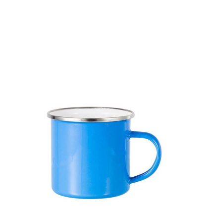 Enamel Mug  6oz. BLUE with Silver Rim