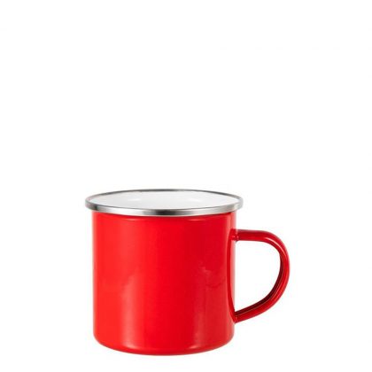 Enamel Mug  6oz. RED with Silver Rim