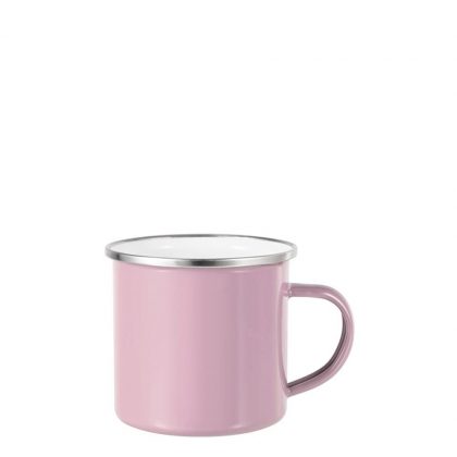 Enamel Mug  6oz. PINK with Silver Rim