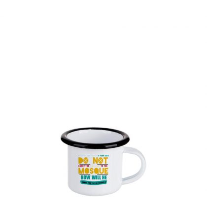 Enamel Mug  3oz. WHITE with Black Rim