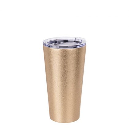 Tumbler 16oz - GOLD GLITTER with Clear Cup