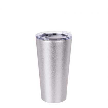 Tumbler 16oz - SILVER GLITTER with Clear Cup