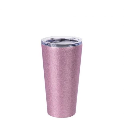 Tumbler 16oz - PINK GLITTER with Clear Cup