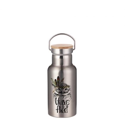 Portable Bottle 12oz. (Bamboo Lid) SILVER