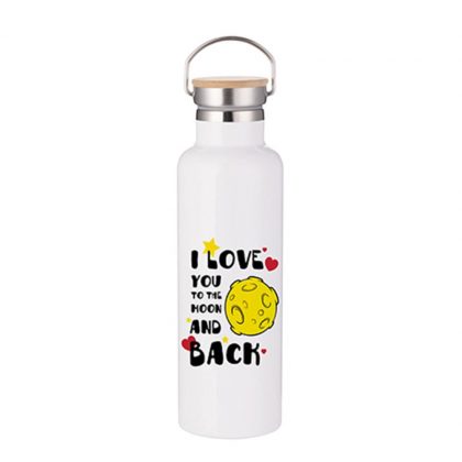 Portable Bottle 25oz. (Bamboo Lid) WHITE