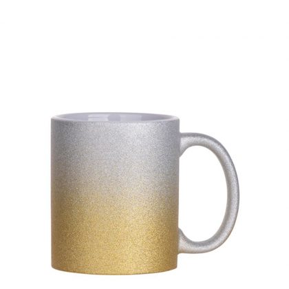 MUG 11oz (GLITTER) SILVER+GOLD gradient
