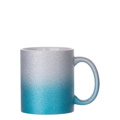 MUG 11oz (GLITTER) SILVER+BLUE gradient