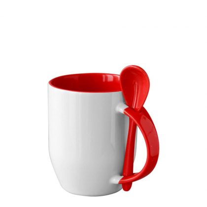 MUG 12oz INNER+HANDLE (SPOON) RED