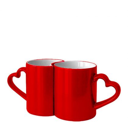 MUG CHANGING COLOR 11oz. (HEART 2pcs) RED gloss