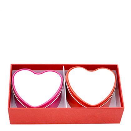 METAL TIN(CANDLE) 8x7x4.2cm-HEART set of 2