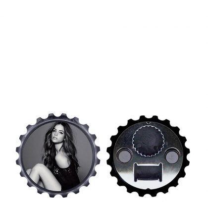 FRIDGE MAGNET - BOTTLE OPENER - BLACK