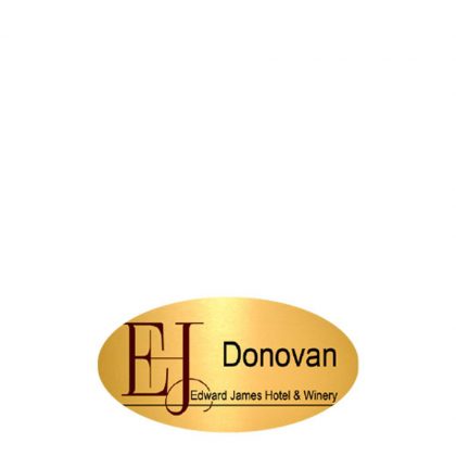 NAME BADGE (Alum.) GOLD GLOSS- 3.81x7.62 Oval