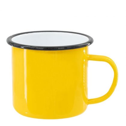 ENAMEL MUG 18oz YELLOW + BLACK rim