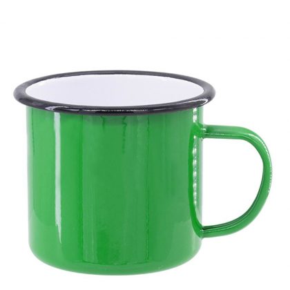 ENAMEL MUG 18oz GREEN + BLACK rim
