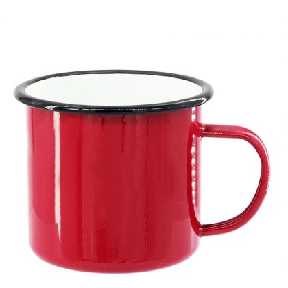ENAMEL MUG 18oz RED + BLACK rim