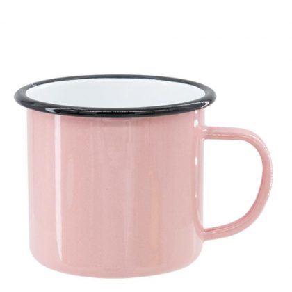 ENAMEL MUG 18oz PINK + BLACK rim