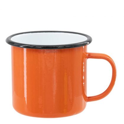 ENAMEL MUG 18oz ORANGE + BLACK rim