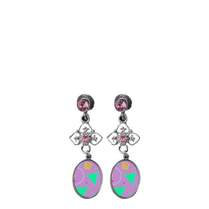 EAR RING - METAL (Zinc-Alloy) oval pink