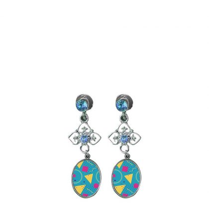 EAR RING - METAL (Zinc-Alloy) oval blue