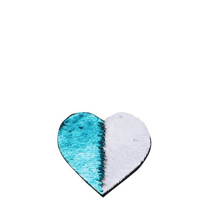 HEART ADHESIVE sequin (BLUE LIGHT)10.5x12 cm