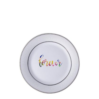 PLATE - SILVER RIM & PATTERN (8") 20cm