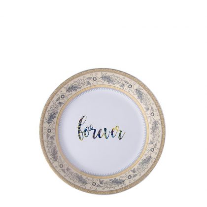 PLATE - GOLD RIM & LEAVES (8") 20cm