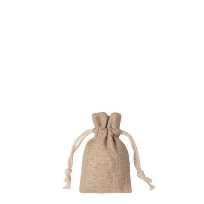 DRAWSTRING BAG faux burlap  9x14cm