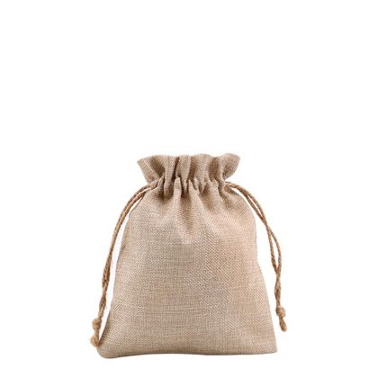 DRAWSTRING BAG faux burlap 17x21cm