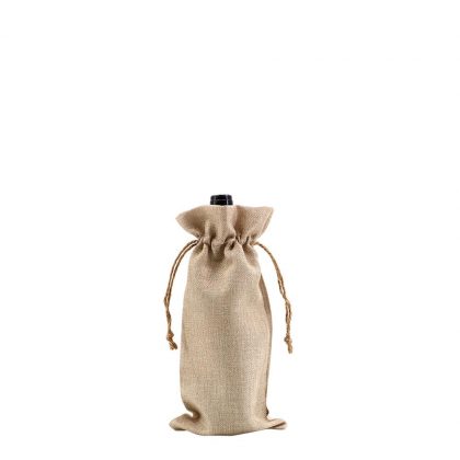 BOTTLE BAG faux burlap 17x34cm
