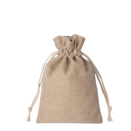 DRAWSTRING BAG faux burlap 35x38cm