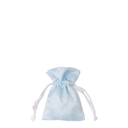 DRAWSTRING BAG satin blue light  9x14cm