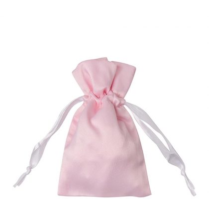 DRAWSTRING BAG satin pink 35x38cm