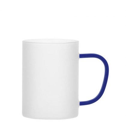 Glass Mug 12oz (Frosted) BLUE Dark handle