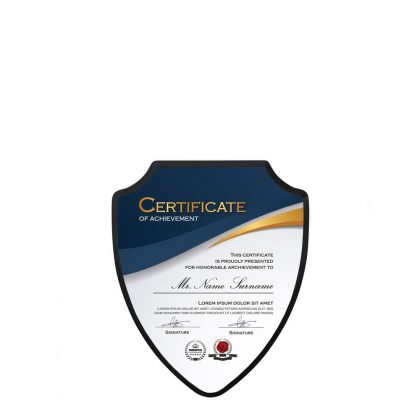 PLAQUE SHIELD-GLOSS WH./BLACK ED.-11.74x14.28