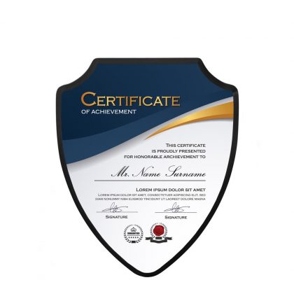 PLAQUE SHIELD-GLOSS WH./BLACK ED.-18.09x22.54