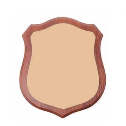 WOODEN PLAQUE (WALNUT) with alumin. 18.5x21cm