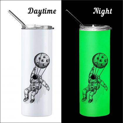 Skinny Tumbler 20oz (Glow in Dark) WHITE to Green
