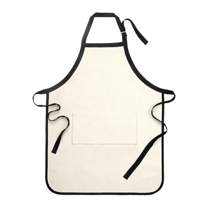 APRON - ADULTS (64x84) pocket LINEN  with Black Edge and Strip