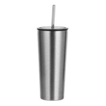 Tumbler 22oz - SILVER with Black Cup & Straw