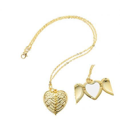 NECKLACE GOLD Heart Angel Wings - 3x3cm